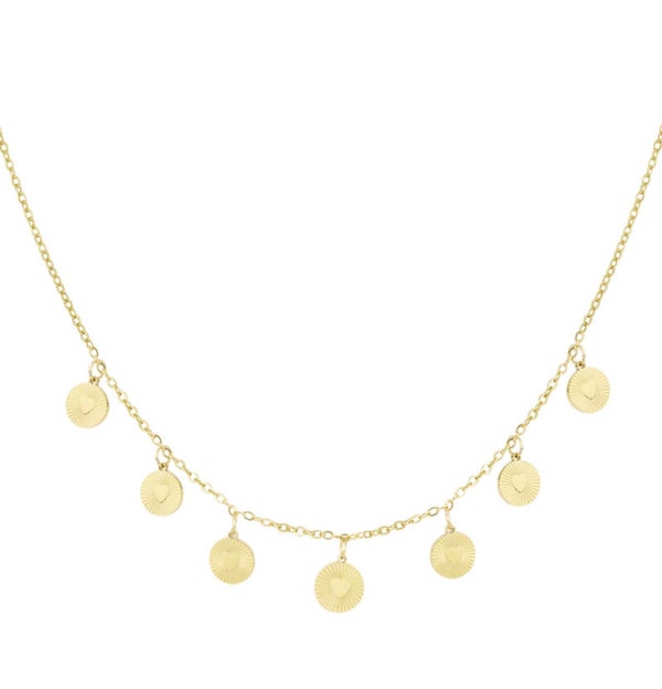 Necklace Heart Coins Gold