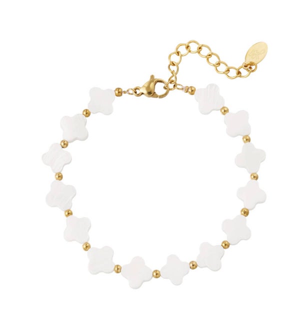 Bracelet White Clovers Gold