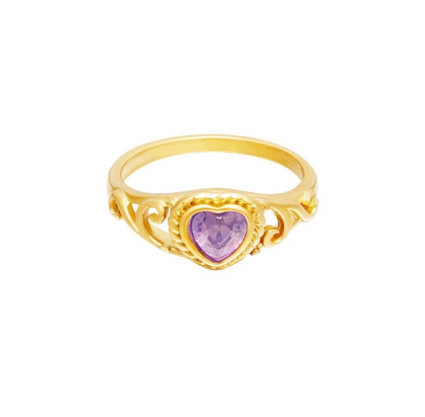 Ring with Purple Heart Gold