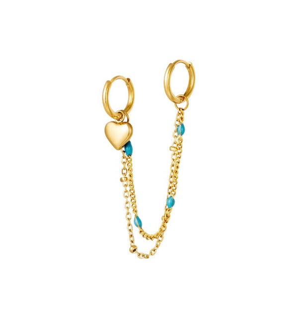 Earring Double Gold and Blue