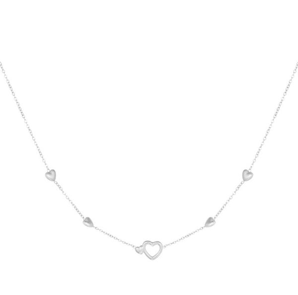 Necklace Multi Mini Hearts Silver