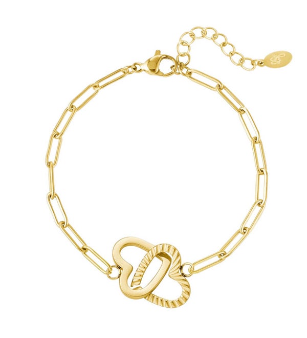 Bracelet Linked Hearts Gold