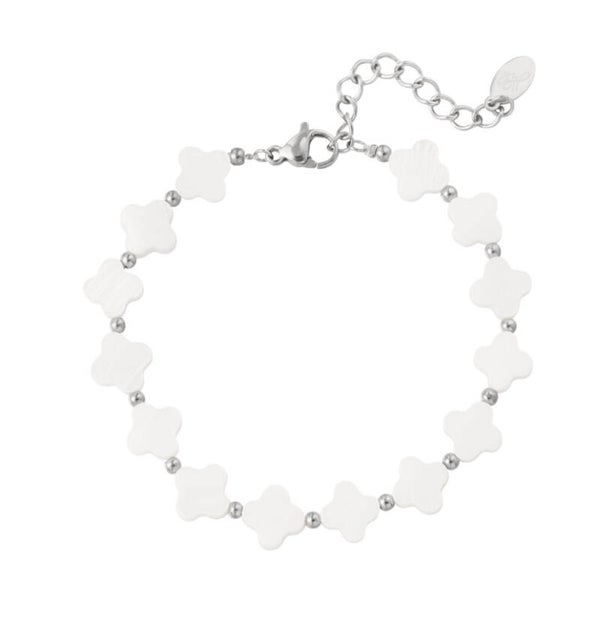 Bracelet White Clovers Silver