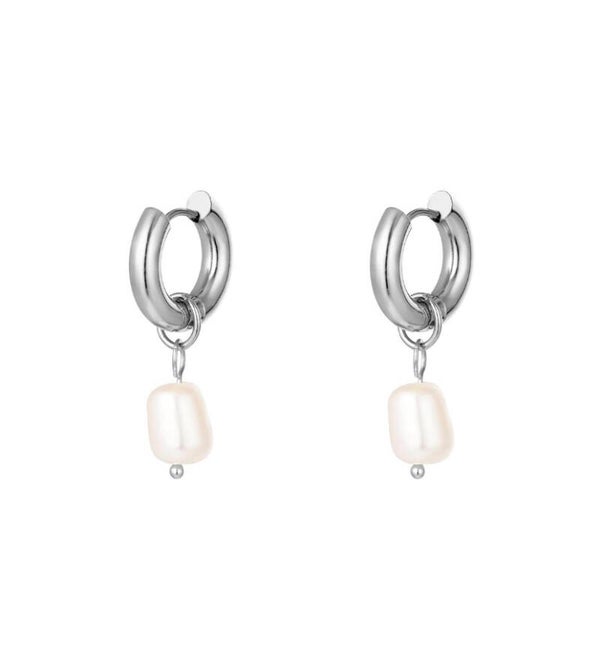 Earrings Simple Pearl Silver
