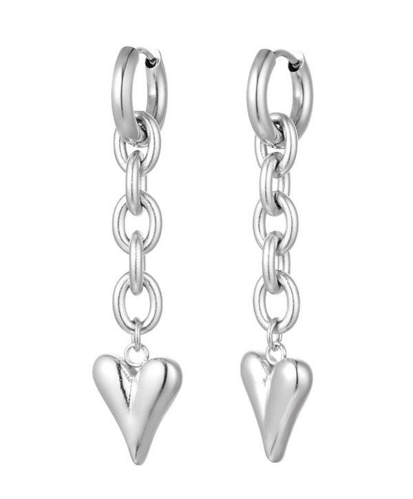 Earrings Link Heart Silver