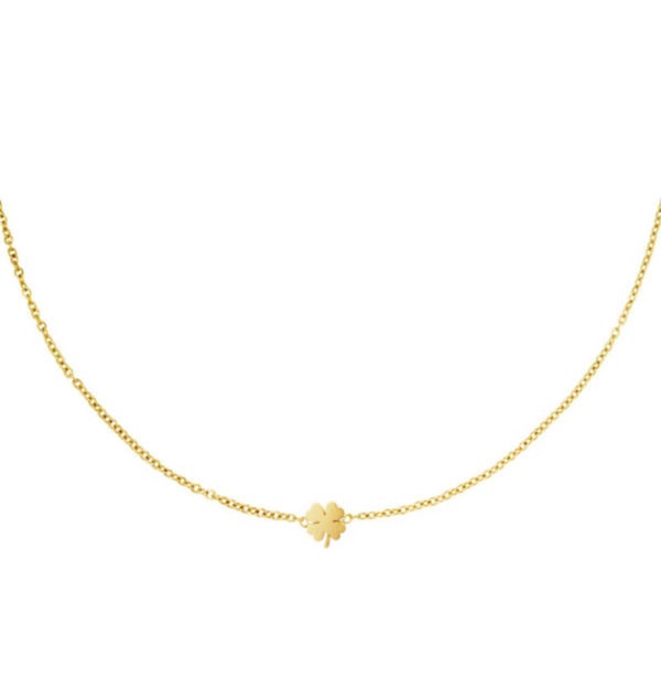 Thin Necklace Clover Gold