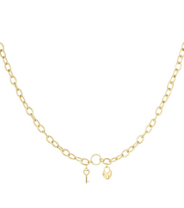 Necklace lock and key Gold