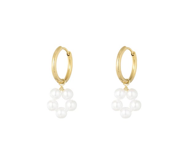 Earrings Flower Pearls Gold