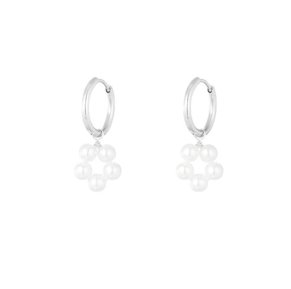 Earrings Flower Pearls Silver