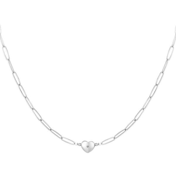Necklace Sparkle Heart Silver