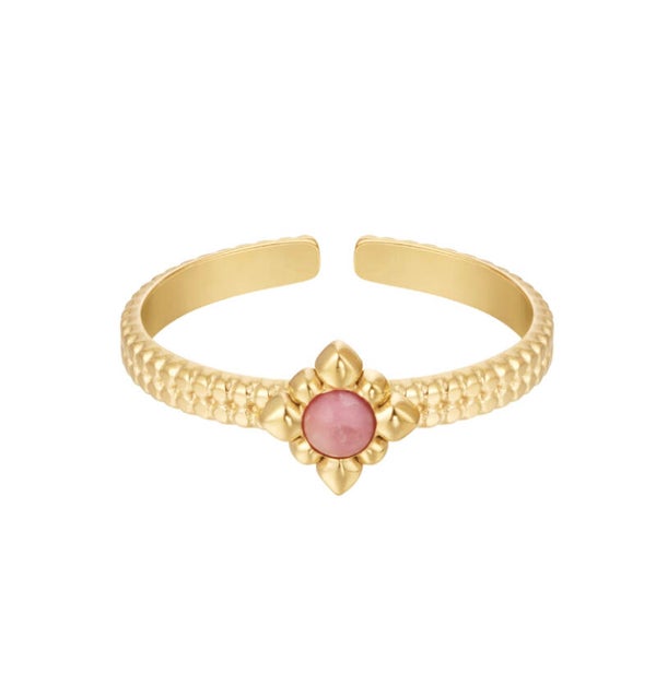 Ring Cute Rose Stone Gold