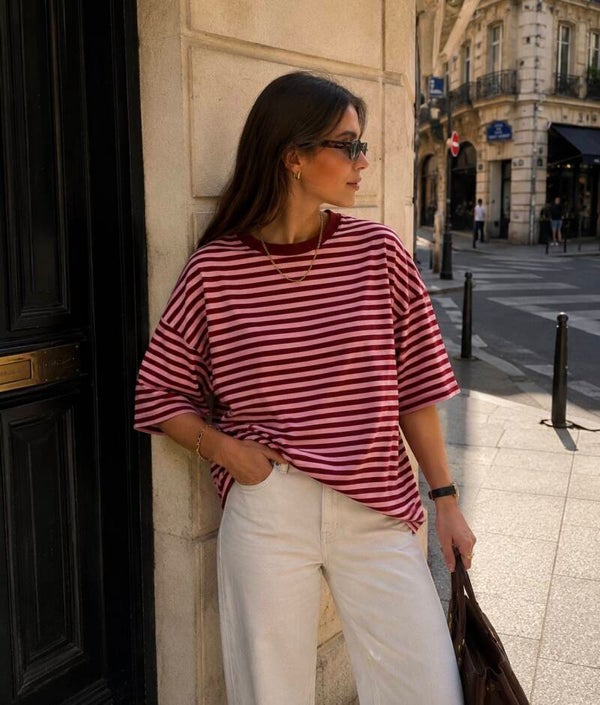 Eloise Striped T-shirt Bordeaux & Rose