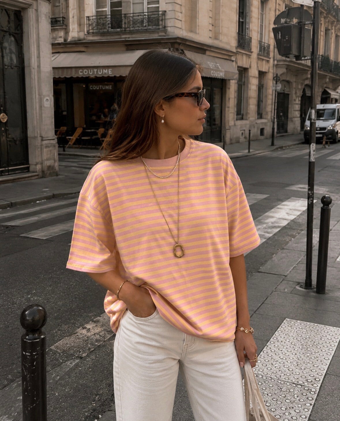 Eloise Striped T-shirt Butter yellow & rose
