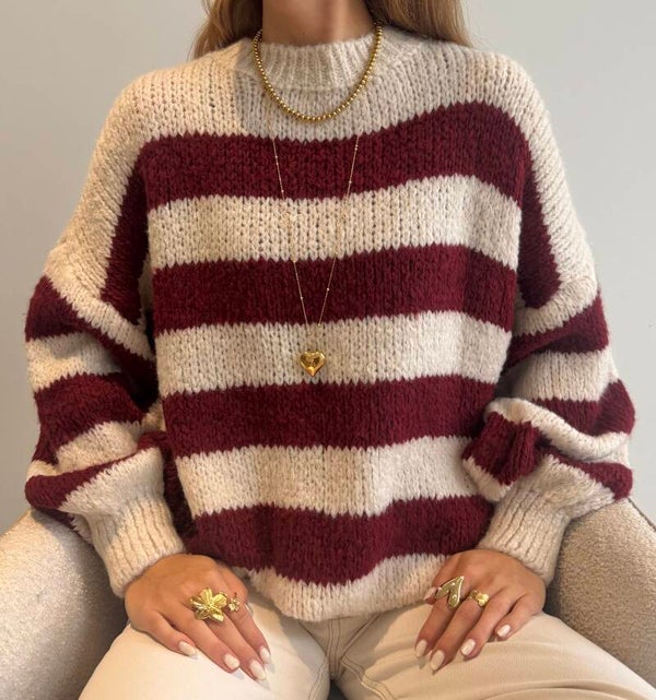 Vaiana Sweater Bordeaux & Off-White