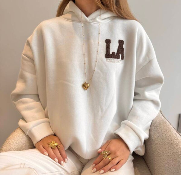 LA Hoodie White & Brown