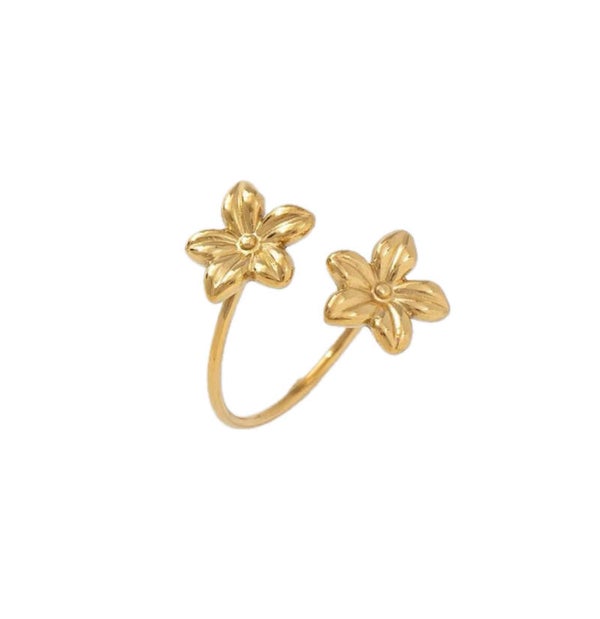 Double Flower Ring Gold