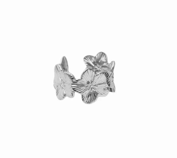Multi Lotus Flower Ring Silver