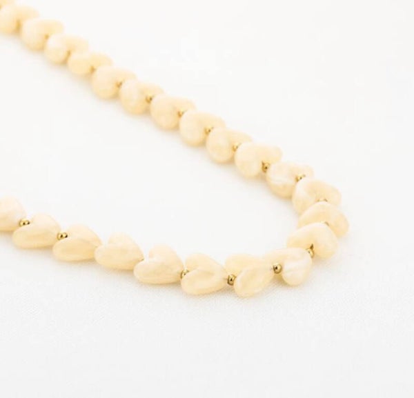 Heart Pearls Necklace White