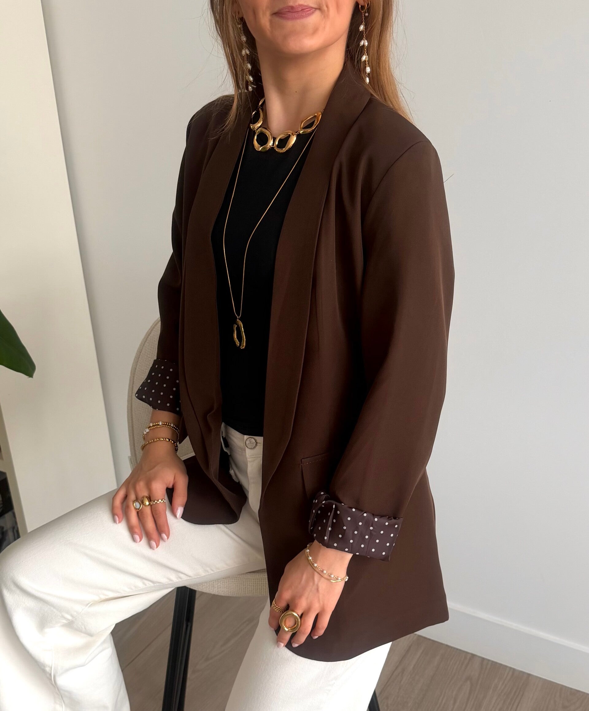 Polka Dot Blazer Brown