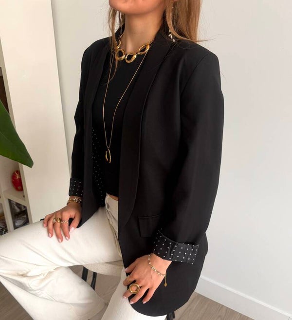 Polka Dot Blazer Black