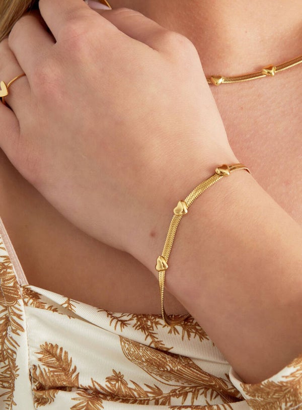 Bracelet Plate Hearts Gold