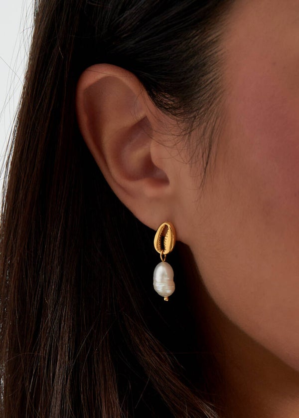 Earrings Shell and Pearl Gold