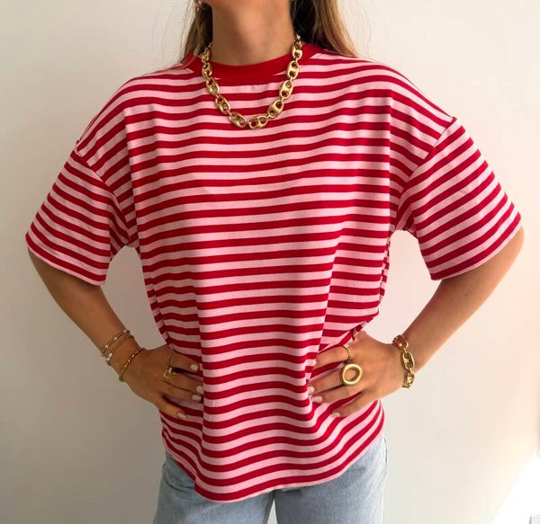 Eloise Striped T-shirt Red & Rose