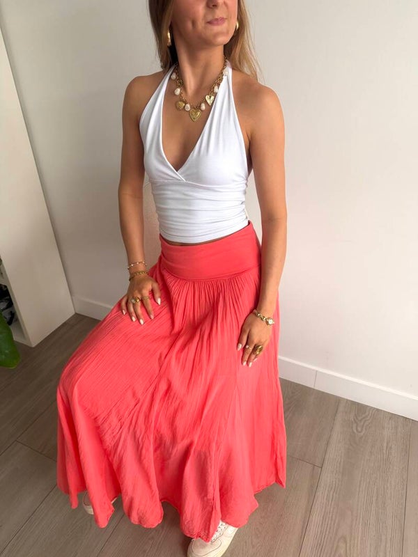 Camille Long Skirt Coral