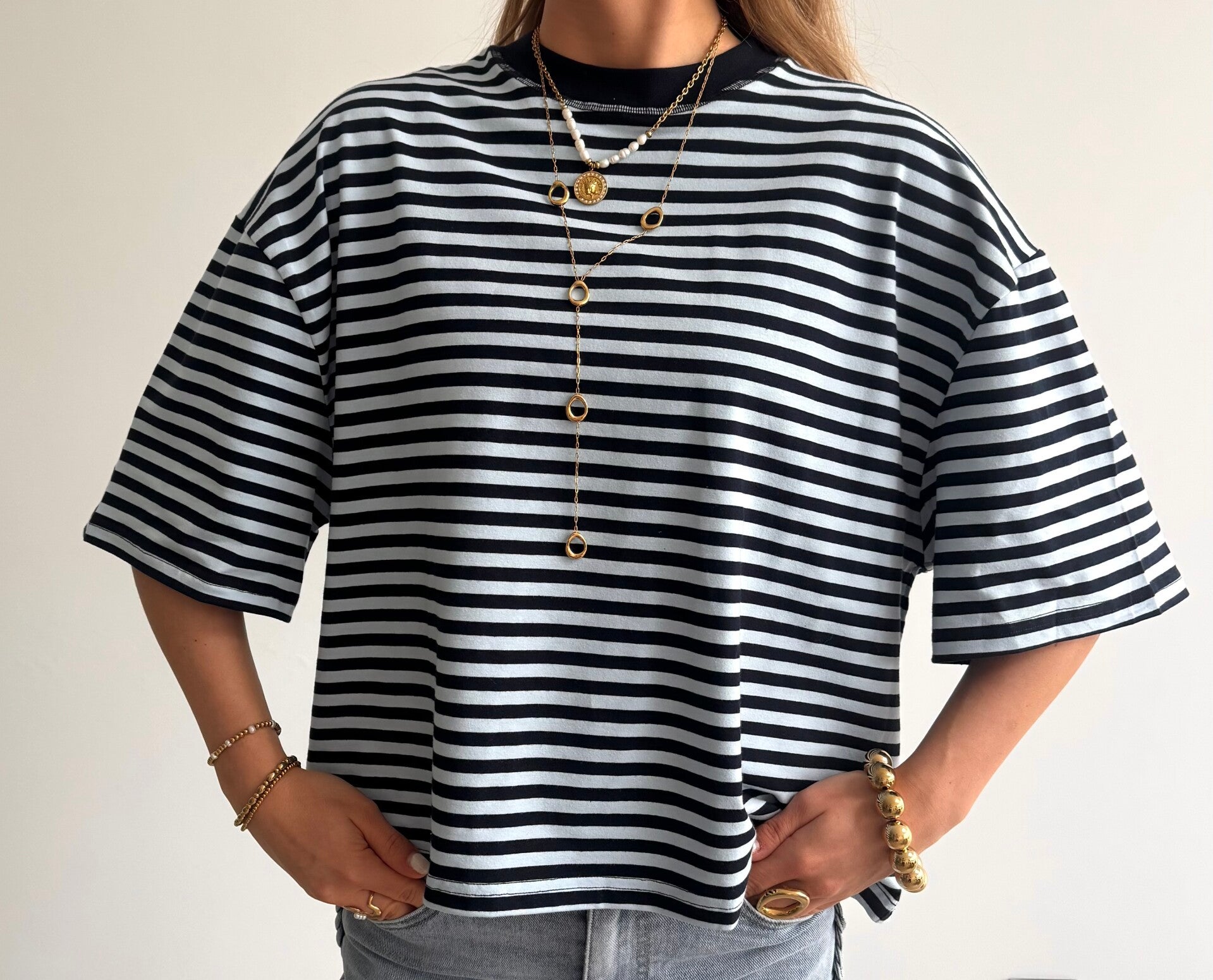 Bailey Striped T-shirt Light Blue & Navy