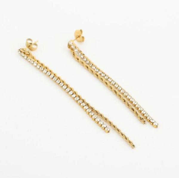 Long Sparkle Earrings Gold