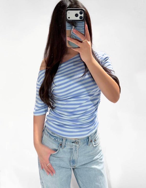 Maybel Off-Shoulder Top Blue