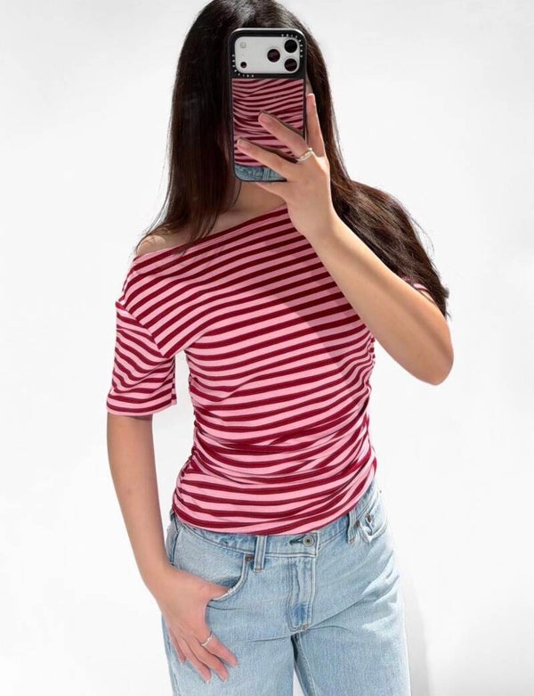 Maybel Off-Shoulder Top Bordeaux & Rose