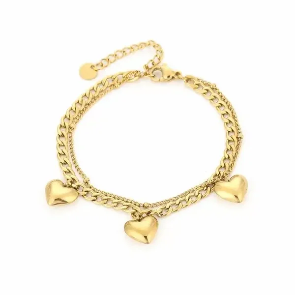 Bracelet Multi Hearts Gold