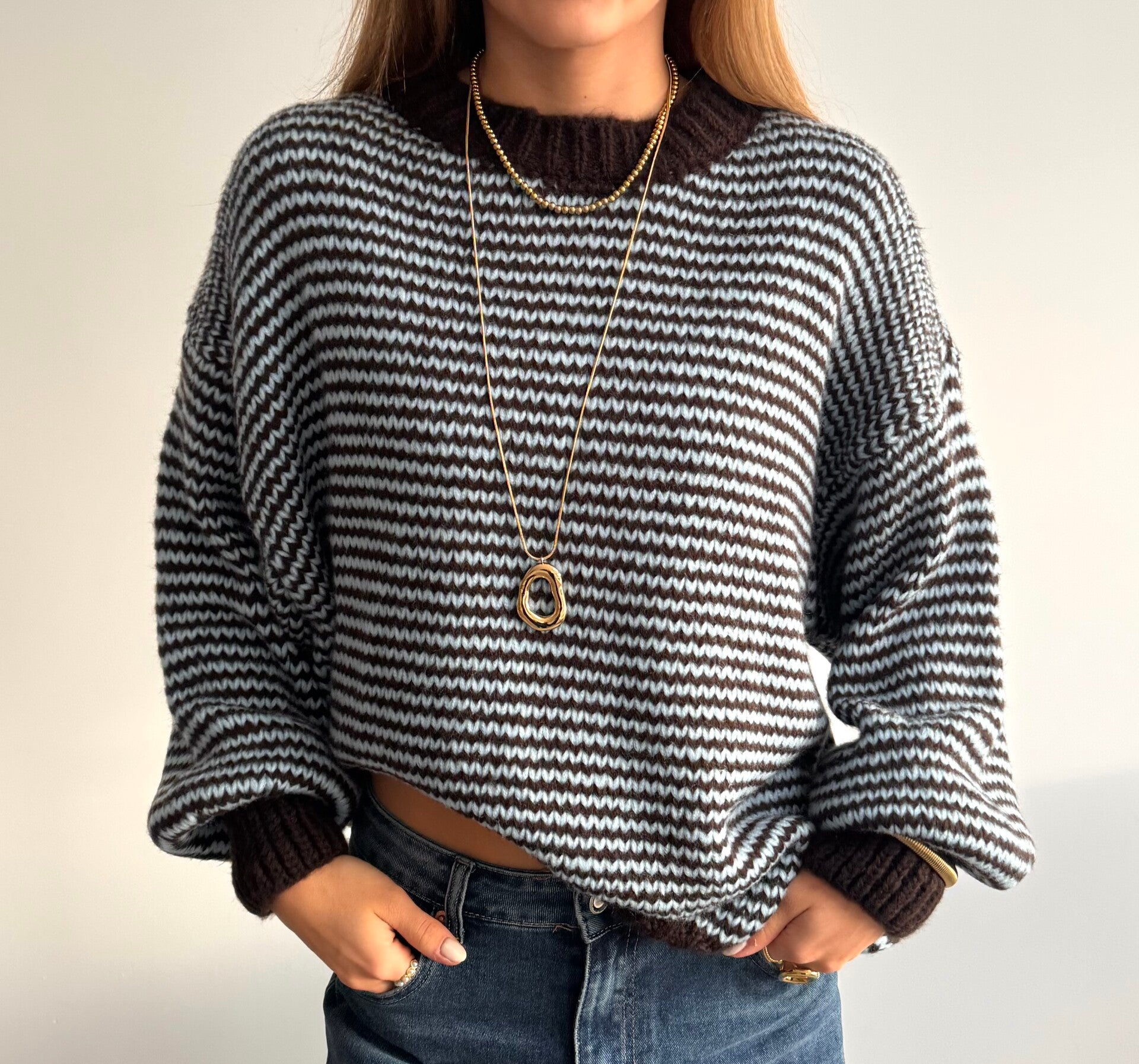 Eline Sweater Blue & Brown