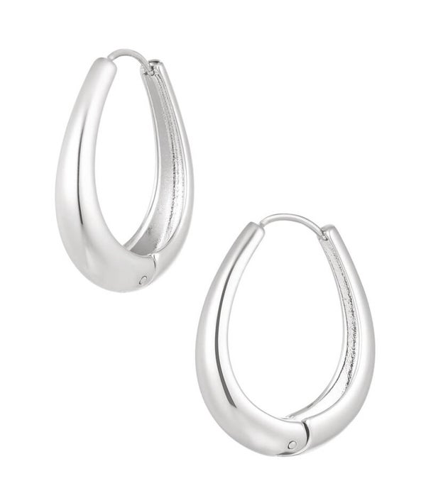 Earrings Oval Hoops Silver