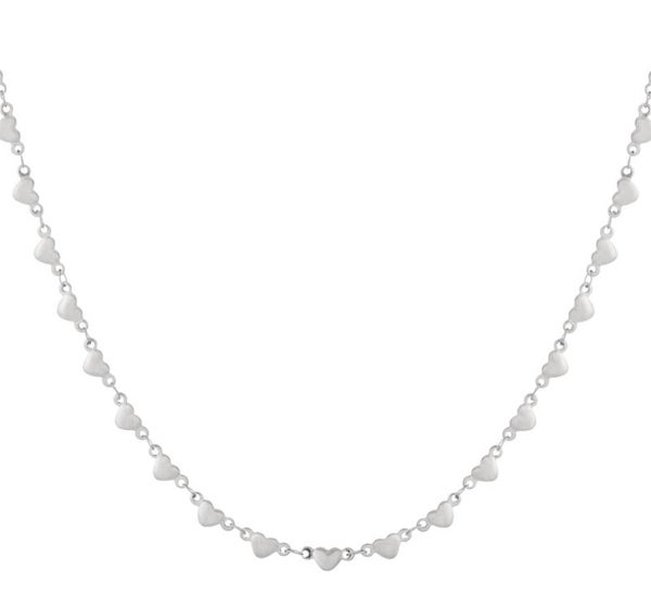 Multi Long Heart Necklace Silver
