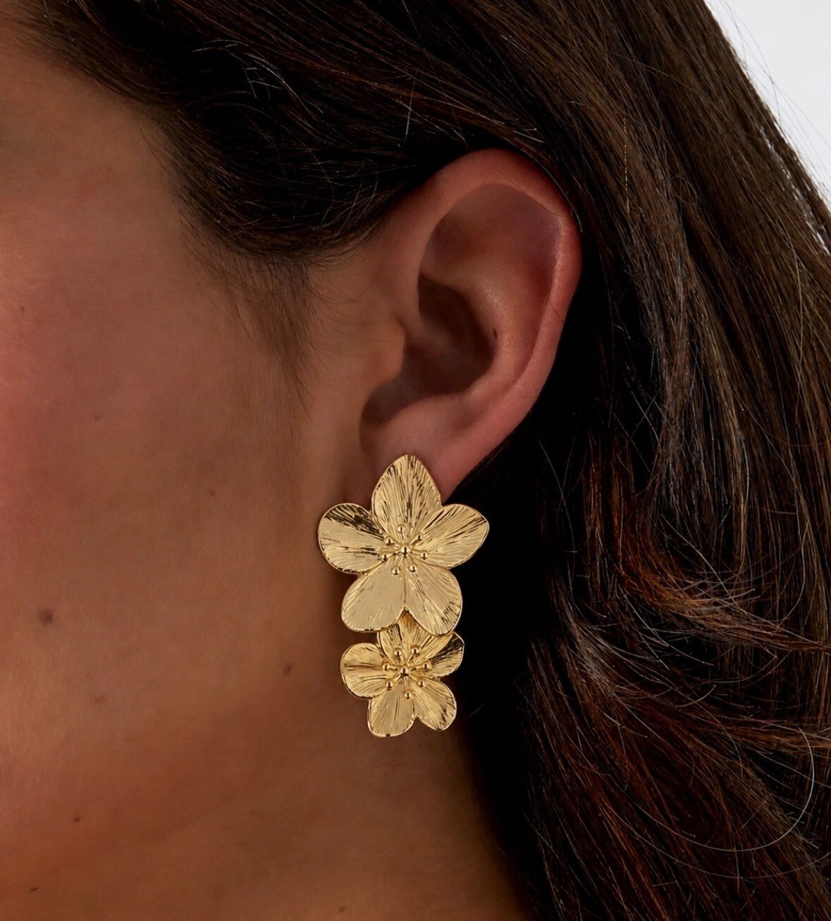 Royal Tropical Flower Earrings Gold