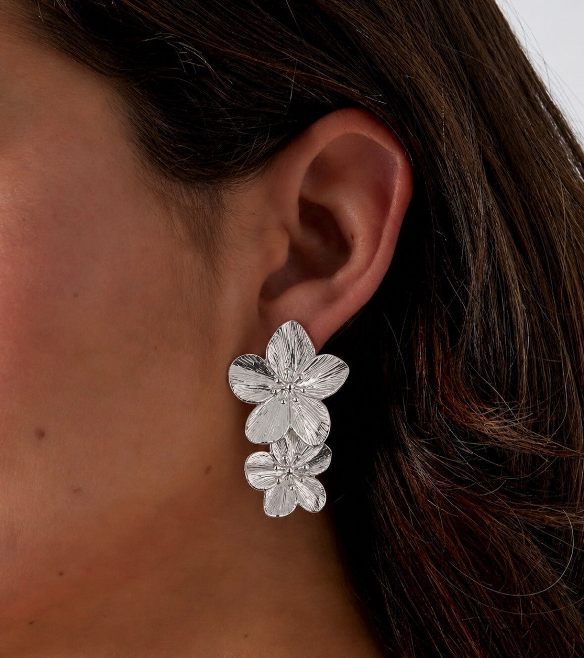 Royal Tropical Flower Earrings Silver