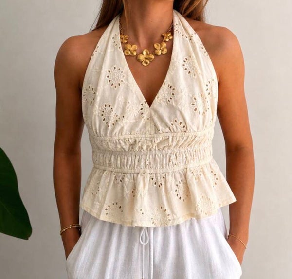 Lea Halter Blouse Butter Yellow