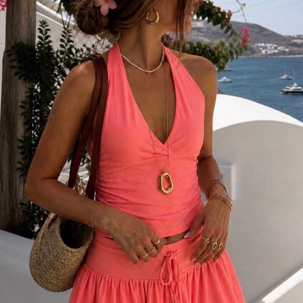 Zoë Halter Top Coral