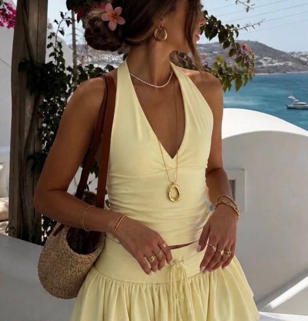 Zoë Halter Top Butter Yellow