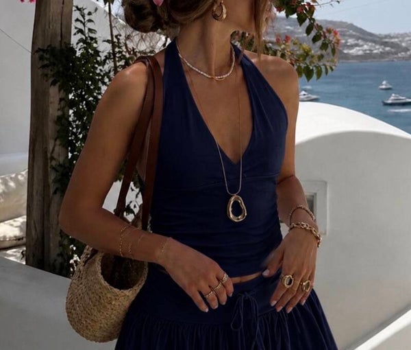Zoë Halter Top Navy