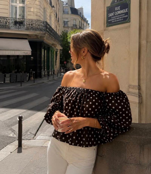 Polka Dots Off-Shoulder Blouse