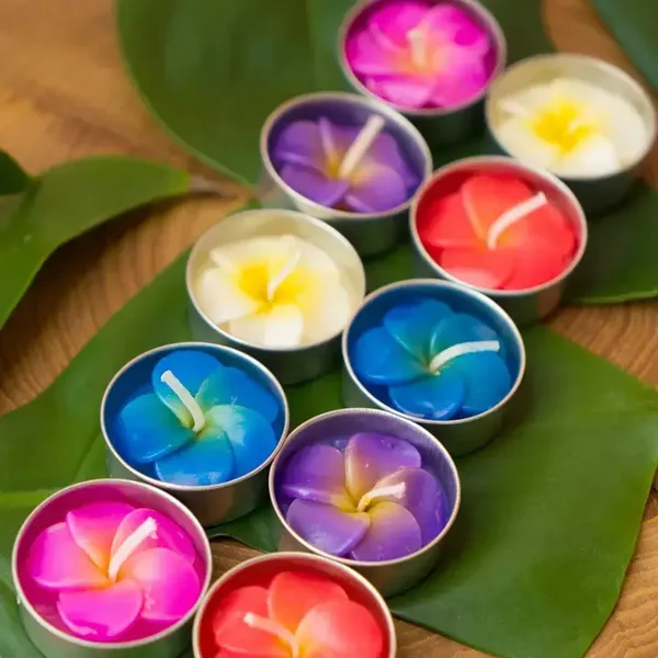 Förpackning med 10 Plumeria doftljus i värmeljusformat