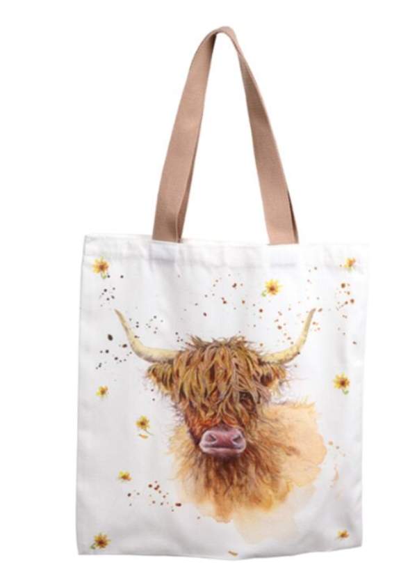 Jan Pashley Highland Coo Återanvändbar Tote Väska