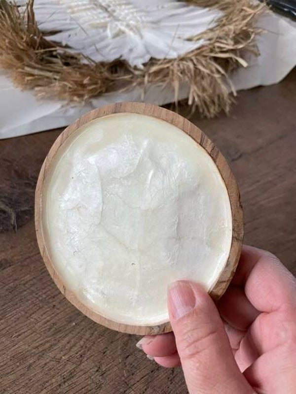 Teak houten schaaltje met schelp