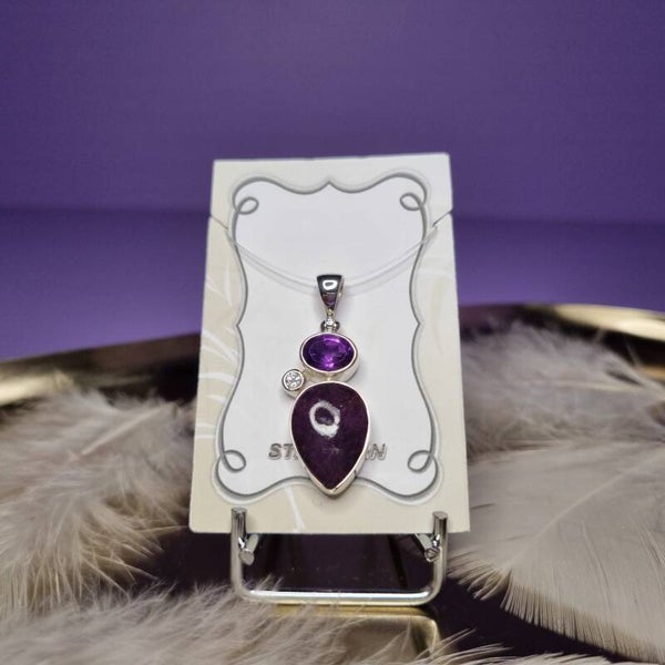 Hanger Purpuriet, Amethist en Witte topaas nr. 85
