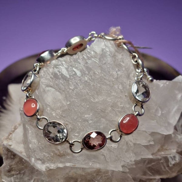 Armband Kwarts, Rozenkwarts, Rhodochrosiet nr. 100