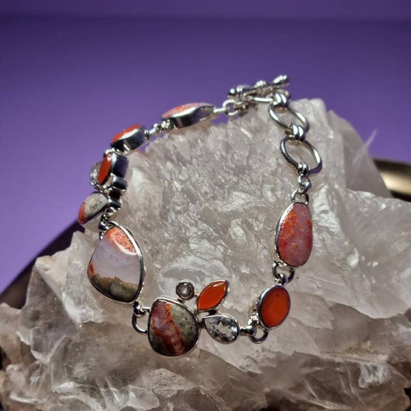 Armband Carneool, Witte Topaas, Magma Chalcedoon nr. 99