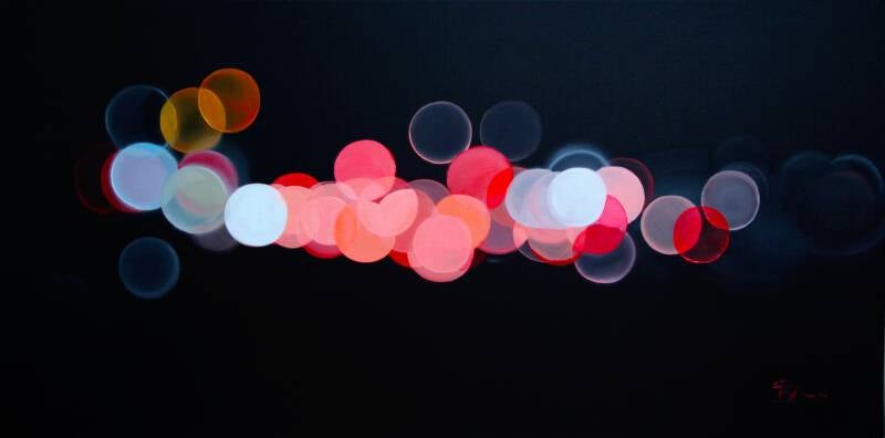 bokeh schilderij geel oranje